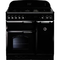 Rangemaster Classic 90 Gas with FSD - 73430 Range Cooker in Black with Chrome Trim